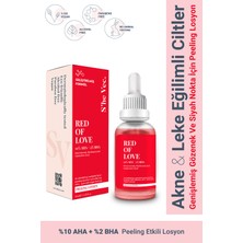 S'he Vec RED OF LOVE - AHA %10 & BHA %2 Cilt Tonu Eşitleyici Canlandırıcı Kırmızı Peeling Serum 30ml