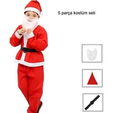 Pandoli 4-6 Yaş Çocuklar Için Elyaf Yılbaşı Noel Baba Kostümü