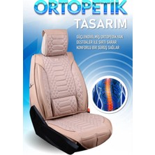 Deniz Tuning seat Cordoba Lüx Deri Oto Koltuk Kılıfı 5'li Set Tam Takım Royal Bej