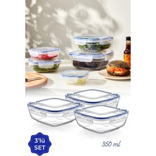 Magev 3lü Set 350 ml Contalı Sığ Kare Saklama Kabı