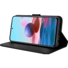 4U Sky Xiaomi Poco M5S Için 4g/redmi Not 10 4g/redmi Not 10S 4g Elmas Doku Telefon Kılıfı Pu Deri Kapak Cüzdan Stand-Black (Yurt Dışından)