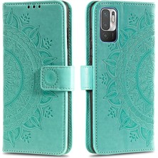 4U Sky Baskılı Mandala Çiçek Cüzdan Deri Kılıfı Xiaomi Redmi Için Kayış Not 10 5g/poco M3 Pro 5g/4g-Green (Yurt Dışından)