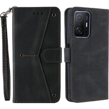 4U Sky Birleştirme Dikişli Cilt-Dokunuş Pu Deri ve Tpu Standı Cüzdan Telefon Kasası Xiaomi 11T/11T Pro-Black Için Koruyucu Kapak (Yurt Dışından)