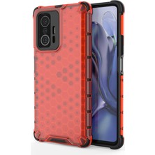 4U Sky Kazşana Dayanıklı Petek Deseni Şok Geçirmez Tpu+Pc Combo Kılıfı Xiaomi 11T/XIAOMI 11T Pro-Kırmızı (Yurt Dışından)