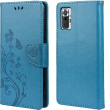 4U Sky Baskılı Kelebekler Çiçek Deri Cüzdanı Xiaomi Redmi Için Stand Kılıfı Not 10 4g/not 10S/POCO M5S 4g-Blue (Yurt Dışından)