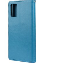 4U Sky Baskılı Kelebekler Çiçek Deri Cüzdanı Xiaomi Redmi Için Stand Kılıfı Not 10 4g/not 10S/POCO M5S 4g-Blue (Yurt Dışından)