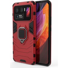 4U Sky Serin Koruma 2'si Iyi Korumalı Yüzük Tutucu Kickstand Pc Tpu Hibrit Kılıf Xiaomi Mi 11 Ultra-Kırmızı (Yurt Dışından)