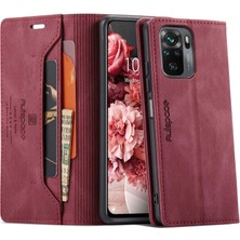 4U Sky Xiaomi Poco M5S Için 4g/redmi Not 10 4g/redmi Not 10S 4g Düşme Koruması Rfıd Engelleme Manyetik Kapatma Kabuğu, Vintage Buzlu Pu Deri+Tpu Cüzdan Flip Cover-Red (Yurt Dışından)