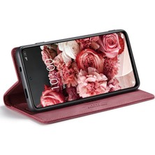 4U Sky Xiaomi Poco M5S Için 4g/redmi Not 10 4g/redmi Not 10S 4g Düşme Koruması Rfıd Engelleme Manyetik Kapatma Kabuğu, Vintage Buzlu Pu Deri+Tpu Cüzdan Flip Cover-Red (Yurt Dışından)