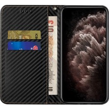 4U Sky Karbon Fiber Doku Pu Deri Kılıf Otomatik Manyetik Kapalı Flip Stand Cüzdan Kapağı Xiaomi Poco M5S 4g/redmi Not 10 4g/redmi Not 10S 4g-Black (Yurt Dışından)