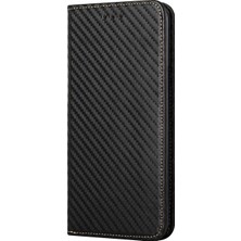 4U Sky Karbon Fiber Doku Pu Deri Kılıf Otomatik Manyetik Kapalı Flip Stand Cüzdan Kapağı Xiaomi Poco M5S 4g/redmi Not 10 4g/redmi Not 10S 4g-Black (Yurt Dışından)