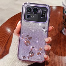 4U Sky Xiaomi Mi Için 11 Ultra Moda Graditent Tpu Telefon Kılıfı Rhinestone Çiçeği Arka Kapak Morası (Yurt Dışından)