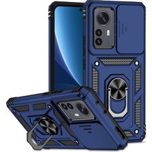 4U Sky Xiaomi 12 Pro 5G/12S Pro 5g/12 Pro (Boyut) Için 5g Şok Geçirmez Telefon Koruma Kasası Kickstand Hibrid Pc+Tpu Kabuğu Slayt Kamera Koruma Kapak Mavisi (Yurt Dışından)