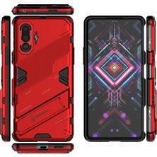 4U Sky Pc+Tpu Drop Anti-Drop Hibrit Telefon Kılıfı Kapak Kickstand Tasarım ile Xiaomi Redmi K40 Gaming-Red (Yurt Dışından)