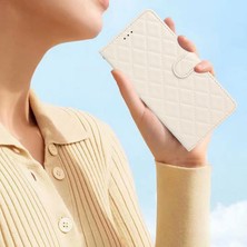 4U Sky Xiaomi Mi Için Flip Deri Kılıfı 11 Ultra Şok Geçirmez Cüzdan Standı Dikiş Hattı Rhombus Telefon Kapak-Beyaz (Yurt Dışından)