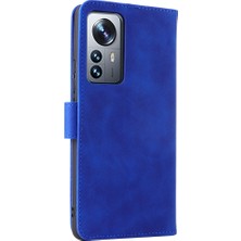 4U Sky Xiaomi 12 Pro 5G/12S Pro 5g/12 Pro (Boyutluk) 5g Cilt Touch Hissed Pu Deri Anti-Çizelge Şok Geçirmez Stand Telefon Kapak Kılıfı Cüzdan-Blue (Yurt Dışından)