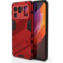 4U Sky Kickstand Tasarım Anti-Drop Pc+Tpu Hibrit Telefon Kılıfı Xiaomi Mi 11 Ultra Kırmızı (Yurt Dışından)