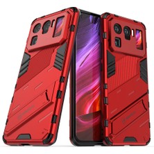 4U Sky Kickstand Tasarım Anti-Drop Pc+Tpu Hibrit Telefon Kılıfı Xiaomi Mi 11 Ultra Kırmızı (Yurt Dışından)