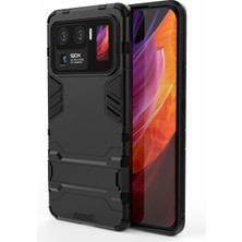 4U Sky 2'de 1 Hibrit Telefon Koruyucu Xiaomi Mi 11 Ultra-Black Için Kickstand Tasarım ile Tam Koruma Kapağı Kılıfı (Yurt Dışından)