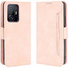 4U Sky Xiaomi 11T Pro/xiaomi Için 11T Kart Yuvası Tasarım Şok Dayanıklı Telefon Kapağı Deri Telefon Cüzdanı Stand Koruyucu Vaka Pembe (Yurt Dışından)