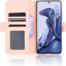 4U Sky Xiaomi 11T Pro/xiaomi Için 11T Kart Yuvası Tasarım Şok Dayanıklı Telefon Kapağı Deri Telefon Cüzdanı Stand Koruyucu Vaka Pembe (Yurt Dışından)