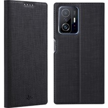 4U Sky Otomatik Kapanış Pu Deri Manyetik Stand Tasarım Telefon Kapak Kabuğu Kart Tutucu ile Xiaomi 11T/XIAOMI 11T Pro-Black (Yurt Dışından)