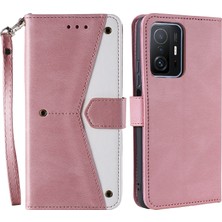 4U Sky Birleştirme Dikiş Cilt Dokunma Pu Deri ve Tpu Standı Cüzdan Telefon Kasası Xiaomi 11T/11T Pro-Rose Altın Için Koruyucu Kapak (Yurt Dışından)