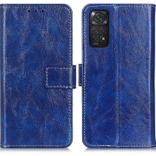 4U Sky Xiaomi Için Redmi Note 11 4g (Qualcomm)/redmi Note 11S 4g Çılgın At Dokusu Cüzdan Telefon Kılıf Vintage Pu Deri Stand Koruyucu Flip Cover-Blue (Yurt Dışından)