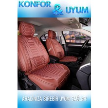 Deniz Tuning seat Cordoba Lüx Deri Oto Koltuk Kılıfı 5'li Set Tam Takım Royal Tarçın