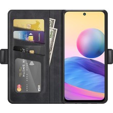 4U Sky Pu Deri Cüzdan Standı Çift Toka Manyetik Kapatma Telefon Kasası Xiaomi Redmi Note 10 5g/poco M3 Pro 5g/4g-Black (Yurt Dışından)