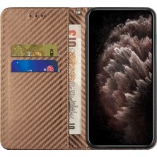 4U Sky Karbon Fiber Doku Pu Deri Kılıf Otomatik Manyetik Kapalı Flip Stand Cüzdan Kapağı Xiaomi Poco M5S 4g/redmi Not 10 4g/redmi Not 10S 4g-Brown (Yurt Dışından)