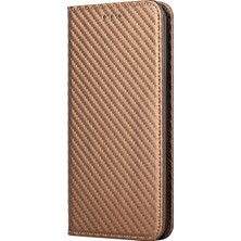 4U Sky Karbon Fiber Doku Pu Deri Kılıf Otomatik Manyetik Kapalı Flip Stand Cüzdan Kapağı Xiaomi Poco M5S 4g/redmi Not 10 4g/redmi Not 10S 4g-Brown (Yurt Dışından)