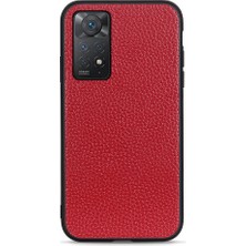 4U Sky Xiaomi Redmi Için Note 12 Pro 4g/11 Pro 4g (Mediatek)/note 11 Pro 5g (Qualcomm) Litchi Doku Kılıfı Orijinal Deri Kaplamalı Yumuşak Tpu+Sabit Pc Hybrid Geri Kapak Kırmızı (Yurt Dışından)