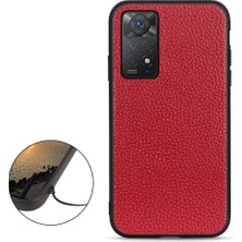 4U Sky Xiaomi Redmi Için Note 12 Pro 4g/11 Pro 4g (Mediatek)/note 11 Pro 5g (Qualcomm) Litchi Doku Kılıfı Orijinal Deri Kaplamalı Yumuşak Tpu+Sabit Pc Hybrid Geri Kapak Kırmızı (Yurt Dışından)