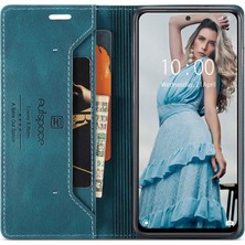 4U Sky Xiaomi Poco M5S Için 4g/redmi Not 10 4g/redmi Not 10S 4g Düşme Koruması Rfıd Engelleme Manyetik Kapatma Kabuğu, Vintage Buzlu Pu Deri+Tpu Cüzdan Stand Flip Cover-Blue (Yurt Dışından)