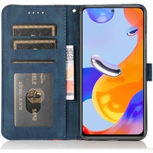 4U Sky Xiaomi Redmi Için Note 11 Pro 5g (Qualcomm)/note 11 Pro 4g (Mediatek) Renk Ekleme Pu Deri Kılıf Cüzdan Stand Telefon Koruyucu Kapak Bilek Kayışı-Kırmızı/mavi (Yurt Dışından)