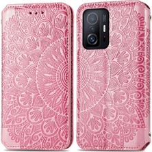 4U Sky Mandala Çiçek Deseni Baskılı Manyetik Otomatik Absorbed Pu Deri Deri Cüzdan Xiaomi 11T/11T Pro-Pink Için Flip Cover (Yurt Dışından)