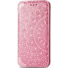 4U Sky Mandala Çiçek Deseni Baskılı Manyetik Otomatik Absorbed Pu Deri Deri Cüzdan Xiaomi 11T/11T Pro-Pink Için Flip Cover (Yurt Dışından)