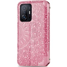 4U Sky Mandala Çiçek Deseni Baskılı Manyetik Otomatik Absorbed Pu Deri Deri Cüzdan Xiaomi 11T/11T Pro-Pink Için Flip Cover (Yurt Dışından)