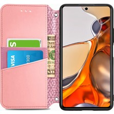 4U Sky Mandala Çiçek Deseni Baskılı Manyetik Otomatik Absorbed Pu Deri Deri Cüzdan Xiaomi 11T/11T Pro-Pink Için Flip Cover (Yurt Dışından)