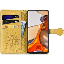 4U Sky Kedi Köpek Deseni Pu Deri Deri Flip Folio Cüzdan Kılıfı Stand Şok Geçirmez Tpu Iç Kabuk Telefon Kapağı Xiaomi 11T/11T Pro-Sarı Için (Yurt Dışından)