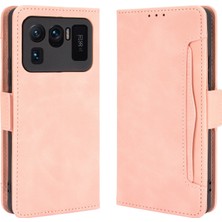 4U Sky Xiaomi Mi 11 Ultra-Pink Için Birden Çok Kart Yuvası ile Deri Cüzdan Koruyucu Kasa (Yurt Dışından)