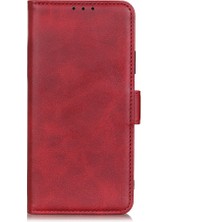 4U Sky Manyetik Çift Toka Deri Cüzdan Stand Telefon Koruma Kabuk Kılıfı Xiaomi Redmi Note 10 5g/poco M3 Pro 5g/4g-Kırmızı (Yurt Dışından)