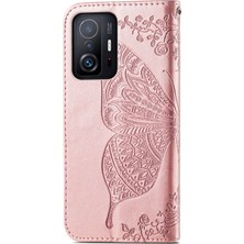 4U Sky Baskı Kelebek Çiçek Desen Cüzdan Stand Telefon Kılıfı Xiaomi Için Deri Kapak 11T/11T Pro-Rose Altın (Yurt Dışından)