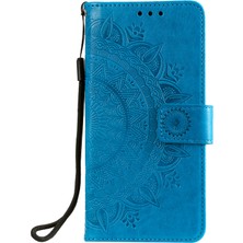 4U Sky Basılı Mandala Desen Pu Deri Cüzdan Stand Stand Kılıfı Xiaomi Mi 11 Ultra-Mavi (Yurt Dışından)