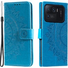 4U Sky Basılı Mandala Desen Pu Deri Cüzdan Stand Stand Kılıfı Xiaomi Mi 11 Ultra-Mavi (Yurt Dışından)