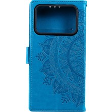 4U Sky Basılı Mandala Desen Pu Deri Cüzdan Stand Stand Kılıfı Xiaomi Mi 11 Ultra-Mavi (Yurt Dışından)