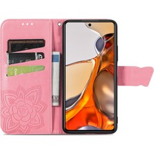 4U Sky Baskı Kelebek Çiçek Desen Cüzdan Stand Telefon Kılıfı Xiaomi 11T/11T Pro-Pink Için (Yurt Dışından)