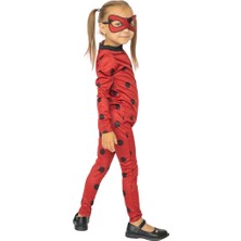 Gezen Ay Ladybug Uğur Böceği Kostümü Mucize Lady Bug Kırmızı Benekli Maskeli Kostüm