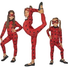 Gezen Ay Ladybug Uğur Böceği Kostümü Mucize Lady Bug Kırmızı Benekli Maskeli Kostüm